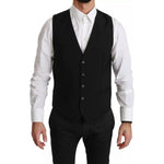 Dolce & Gabbana Black Stretch Waistcoat Formal Dress Wool Vest TSH4070-48