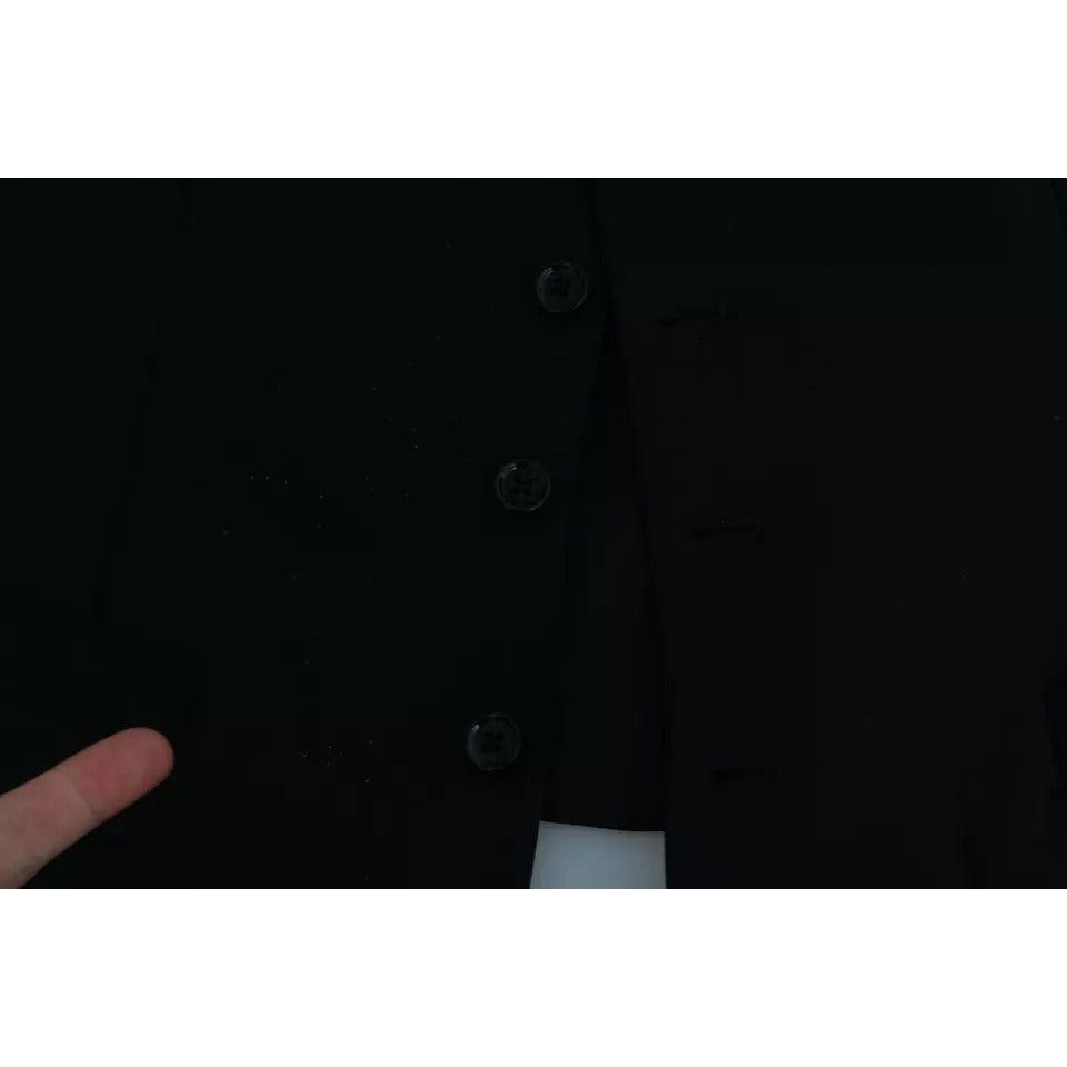 Dolce & Gabbana Black Stretch Waistcoat Formal Dress Wool Vest TSH4070-48