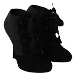 Dolce & Gabbana Black Suede Stretch Ankle Boots Booties Shoes Dolce & Gabbana Black