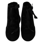 Dolce & Gabbana Black Suede Stretch Ankle Boots Booties Shoes Dolce & Gabbana Black