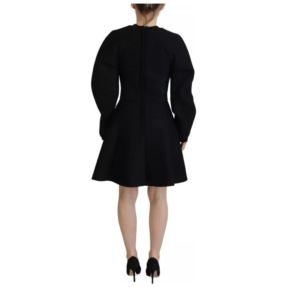 Dolce & Gabbana Black Long Sleeves A-line Mini Cotton Dress DR28814-40