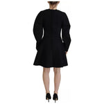 Dolce & Gabbana Black Long Sleeves A-line Mini Cotton Dress DR28814-40