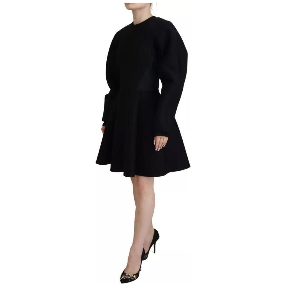 Dolce & Gabbana Black Long Sleeves A-line Mini Cotton Dress