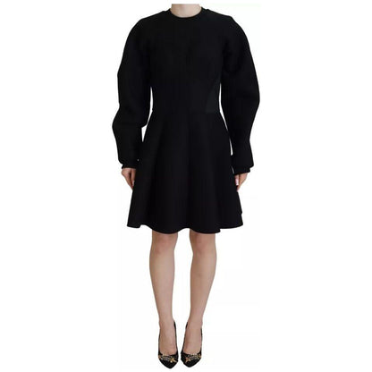 Dolce & Gabbana Black Long Sleeves A-line Mini Cotton Dress
