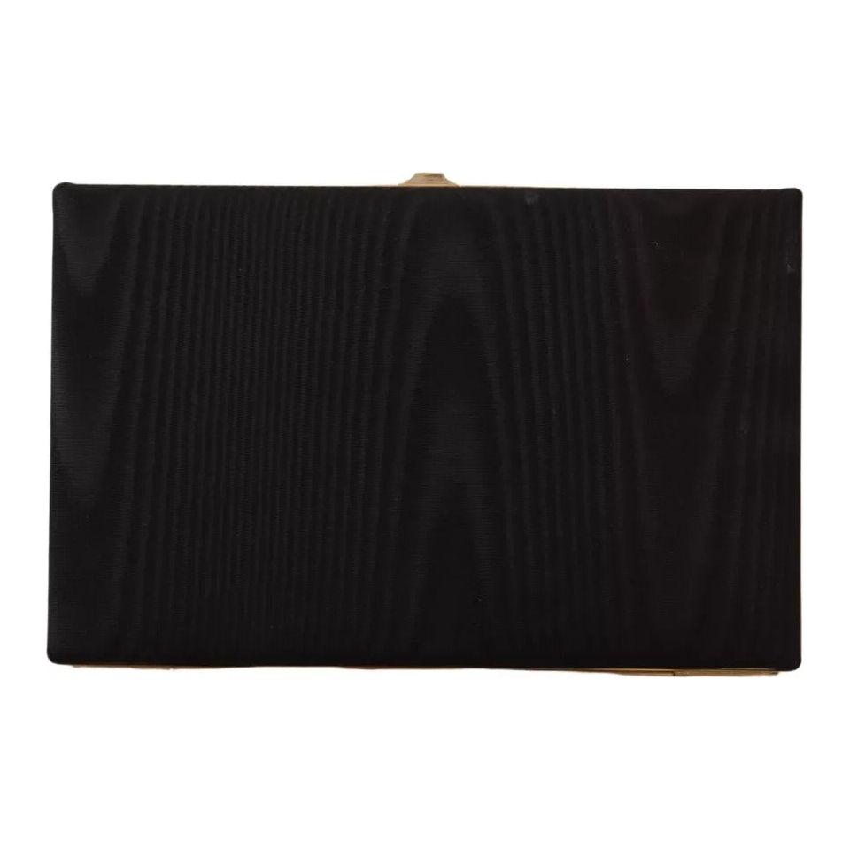 Dolce & Gabbana Black Silk Gold Frame Clutch Evening Party Purse Bag VAS12905