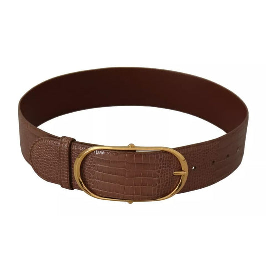 Dolce & Gabbana Brown Wide Waist Leather Gold Oval Metal Buckle Belt WMB125-75