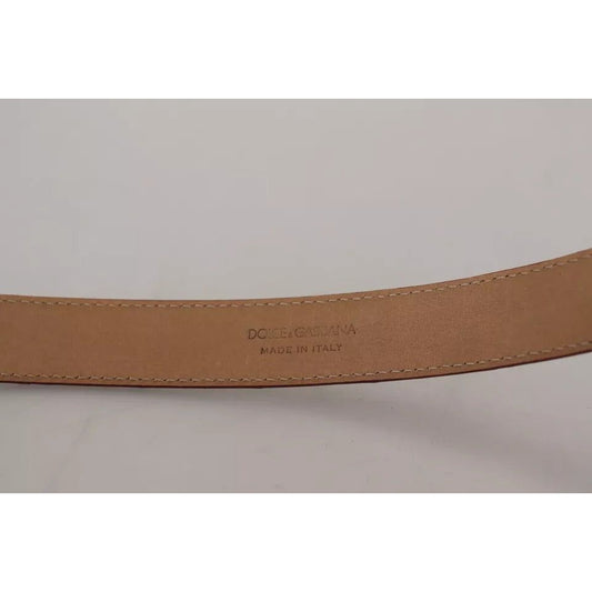 Dolce & Gabbana Brown Leather Gold Engraved Metal Buckle Belt BEL8926-90