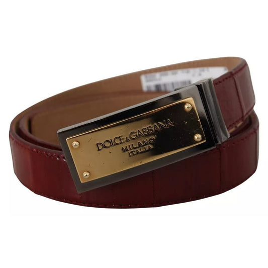 Dolce & Gabbana Brown Leather Gold Engraved Metal Buckle Belt BEL8926-90
