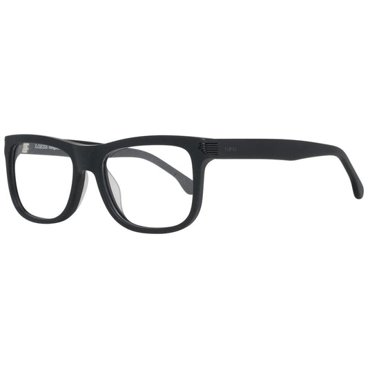 Lozza Black Men Glasses Frame, full-rim plastic design, black color, size 51-17-135, includes branded case, no spring hinge.