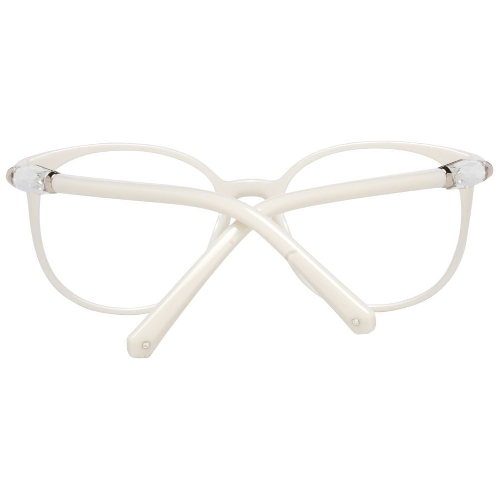 Alt Tag: Swarovski White Women Glasses Frame with full-rim plastic design, 52-17-140 size, and branded case included.