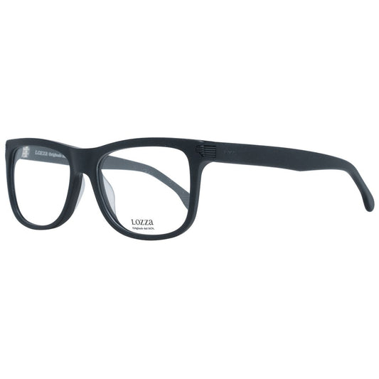 Lozza Black Men Glasses Frame, round full-rim design with demo lenses, plastic material, 54-17-140 size, black color, no extra features.