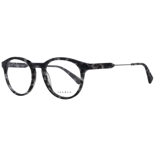 Sandro Gray Men Glasses Frame, full-rim round plastic, grey, size 50-19-145, includes branded case, no spring hinge, demo lenses.