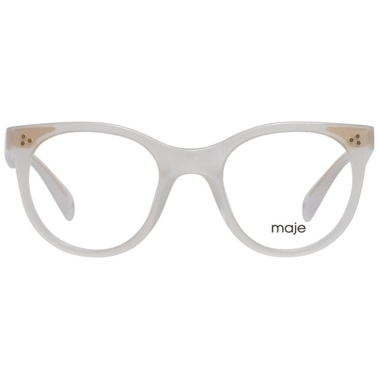 Maje White Women Glasses Frame, full-rim plastic butterfly design with demo lenses, size 48-21-140, includes branded case.