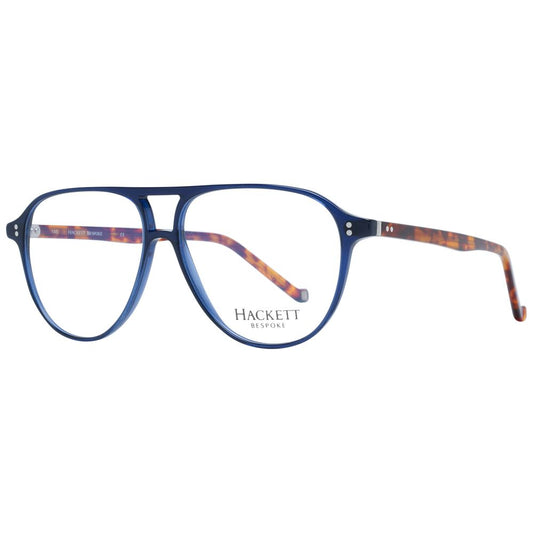 Hackett Blue Men Glasses Frame in acetate with blue aviator design, featuring demo plastic lenses and branded case included.