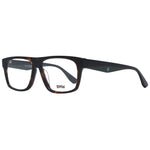 BMW Brown Men Glasses Frame with full-rim brown plastic frame and demo lenses, size 55-14-145, includes branded case.