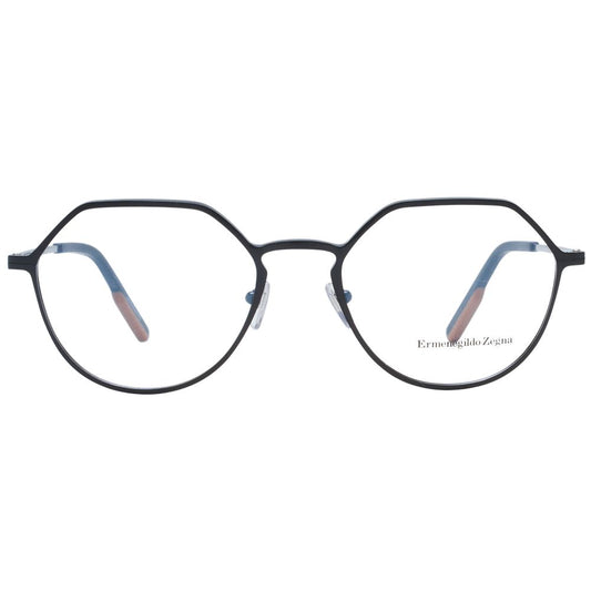 Ermenegildo Zegna Black Men Glasses Frame in full-rim titanium with demo lenses, size 53-19-150, includes branded case.