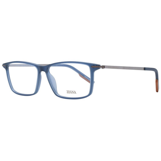 Ermenegildo Zegna Blue Men Glasses Frame, full-rim plastic, rectangle style, branded case included