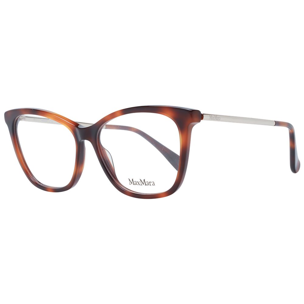Max Mara Brown Women Glasses Frame in full-rim butterfly style with 54mm lens width, plastic material, and branded case included.