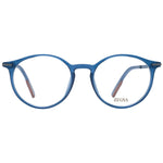 Ermenegildo Zegna Blue Men Glasses Frame in round full-rim style, made with plastic and titanium, featuring demo lenses.