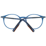 Ermenegildo Zegna Blue Men Glasses Frame, full-rim, round style, blue plastic and titanium, includes branded case, lens width 51mm.
