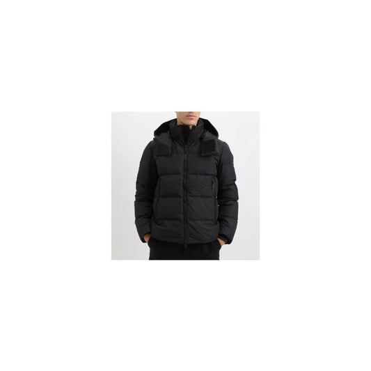 Add Black Polyester Men Jacket with Detachable Hood AD-13437-IT50 | M-L