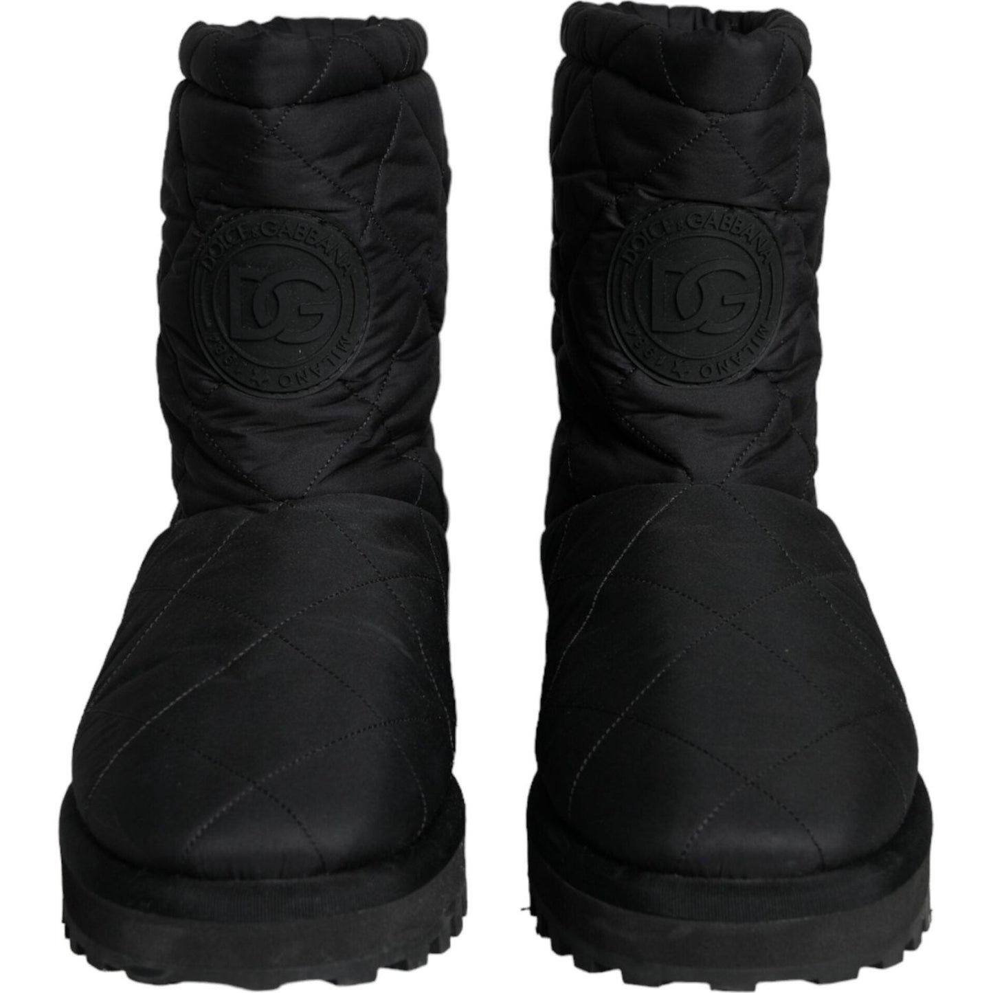 Dolce & Gabbana Black Nylon Padded Mid Calf Men Boots Shoes