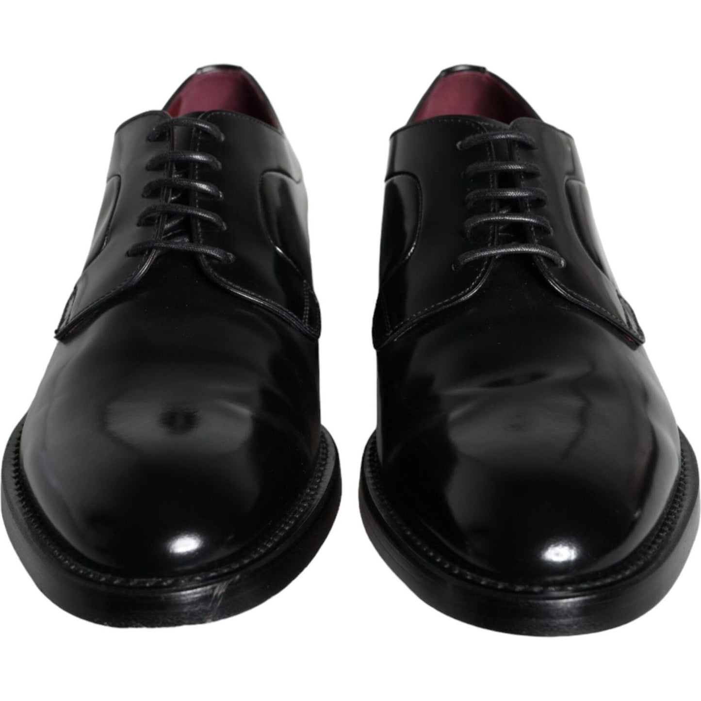 Dolce & Gabbana Black Calfskin Leather Derby Men Dress Shoes
