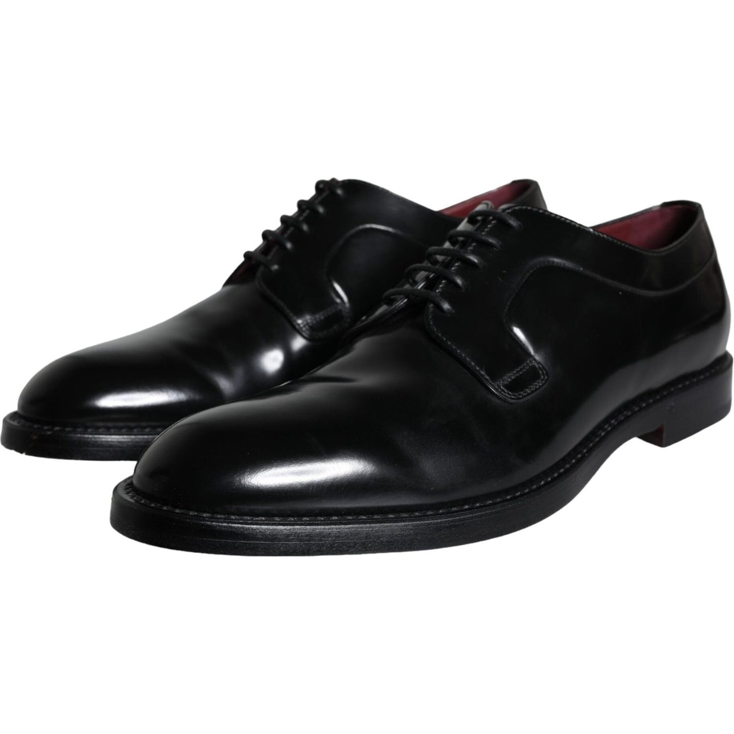 Dolce & Gabbana Black Calfskin Leather Derby Men Dress Shoes