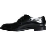 Dolce & Gabbana Black Calfskin Leather Derby Men Dress Shoes