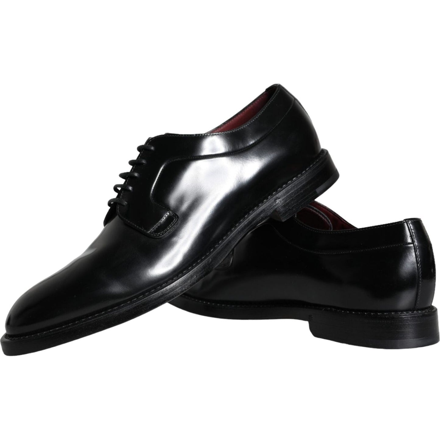 Dolce & Gabbana Black Calfskin Leather Derby Men Dress Shoes