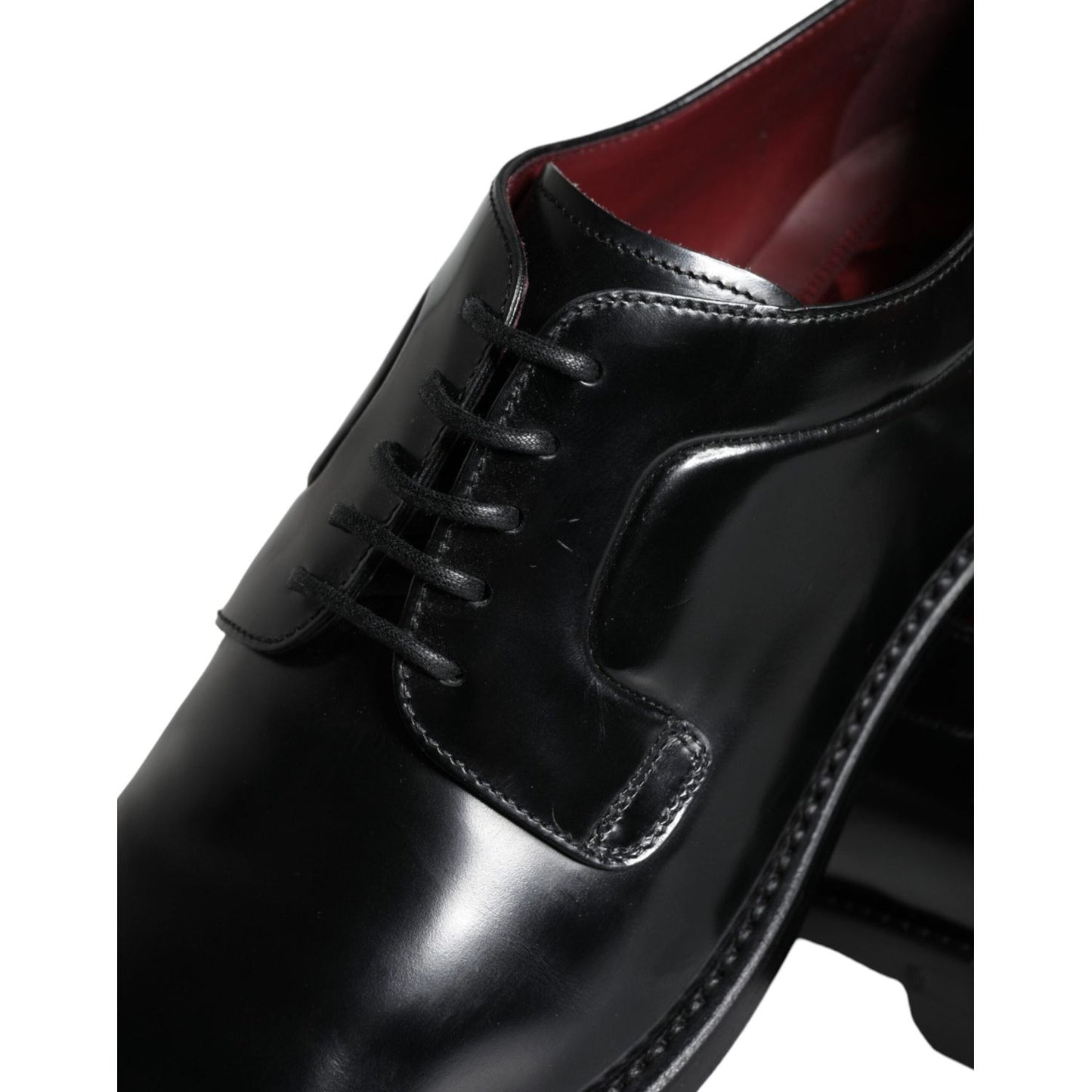 Dolce & Gabbana Black Calfskin Leather Derby Men Dress Shoes