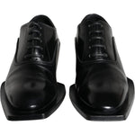 Dolce & Gabbana Black Calfskin Leather Derby Dress Men Shoes MV5925-44