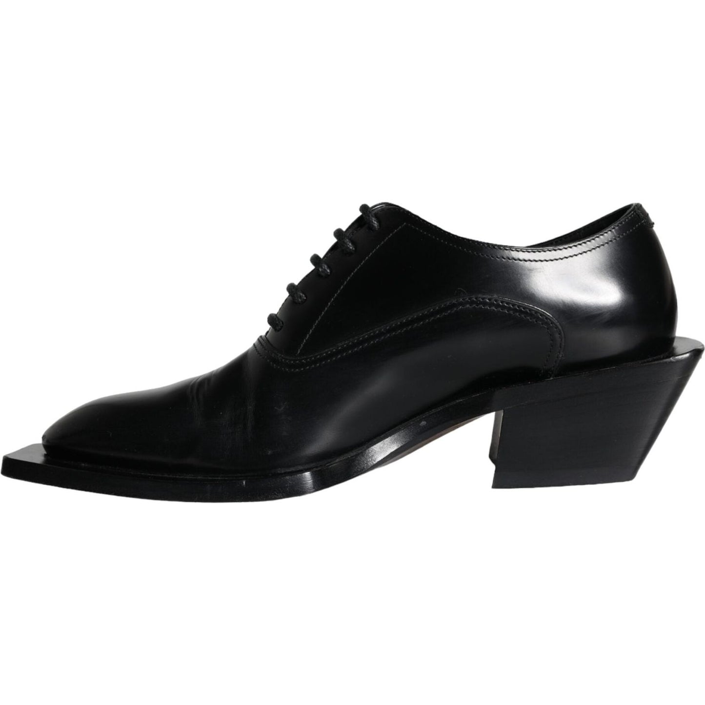 Dolce & Gabbana Black Calfskin Leather Derby Dress Men Shoes MV5925-44