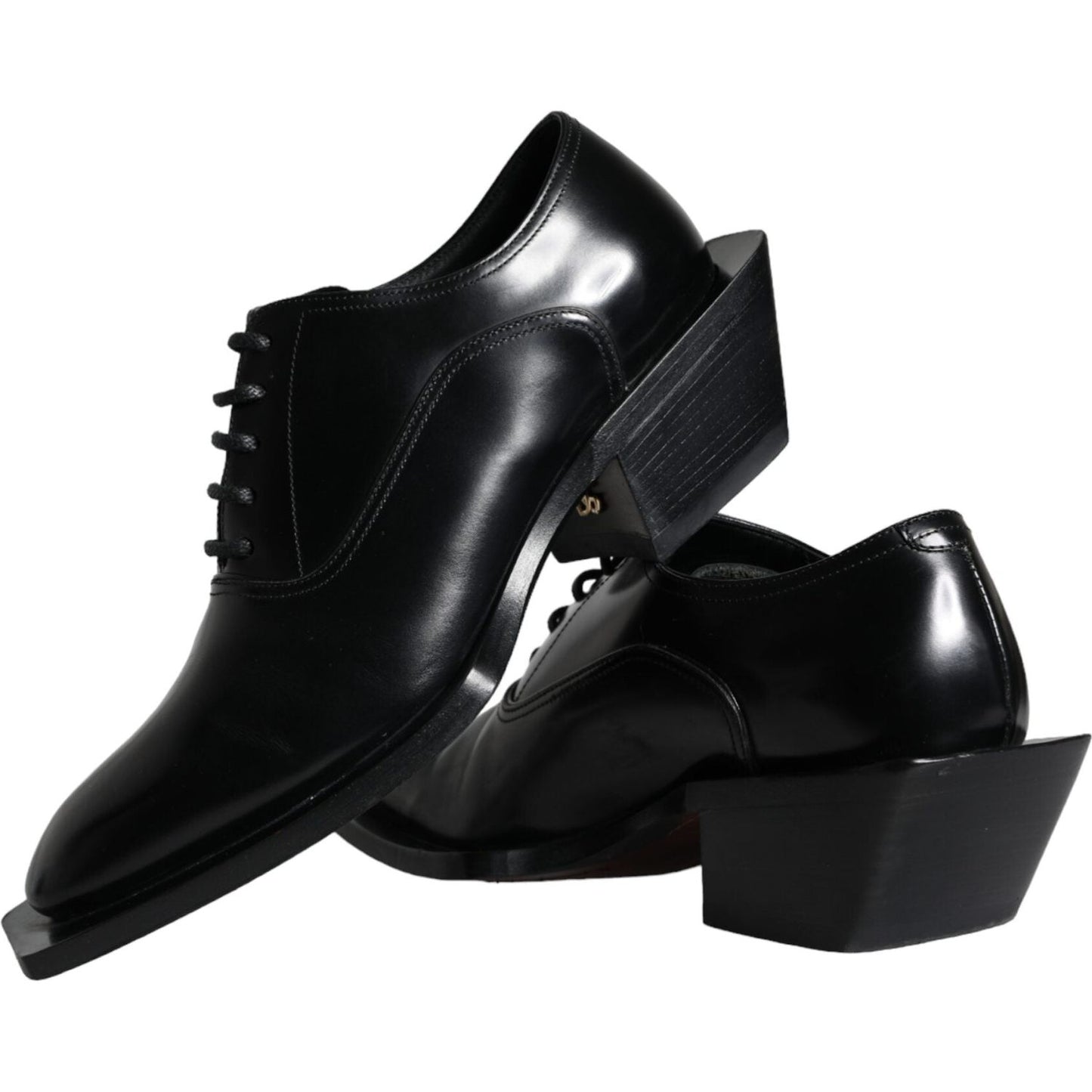 Dolce & Gabbana Black Calfskin Leather Derby Dress Men Shoes MV5925-44