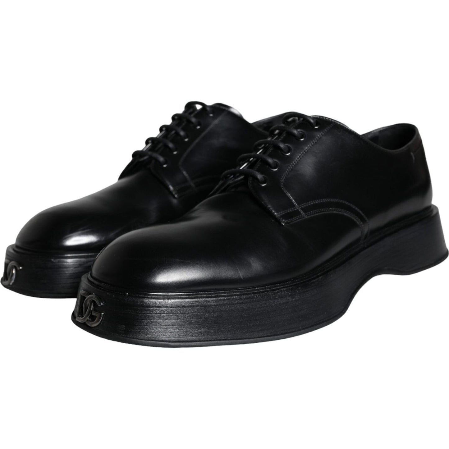Dolce & Gabbana Black Calf Leather Derby Formal Dress Shoes MV6026-45