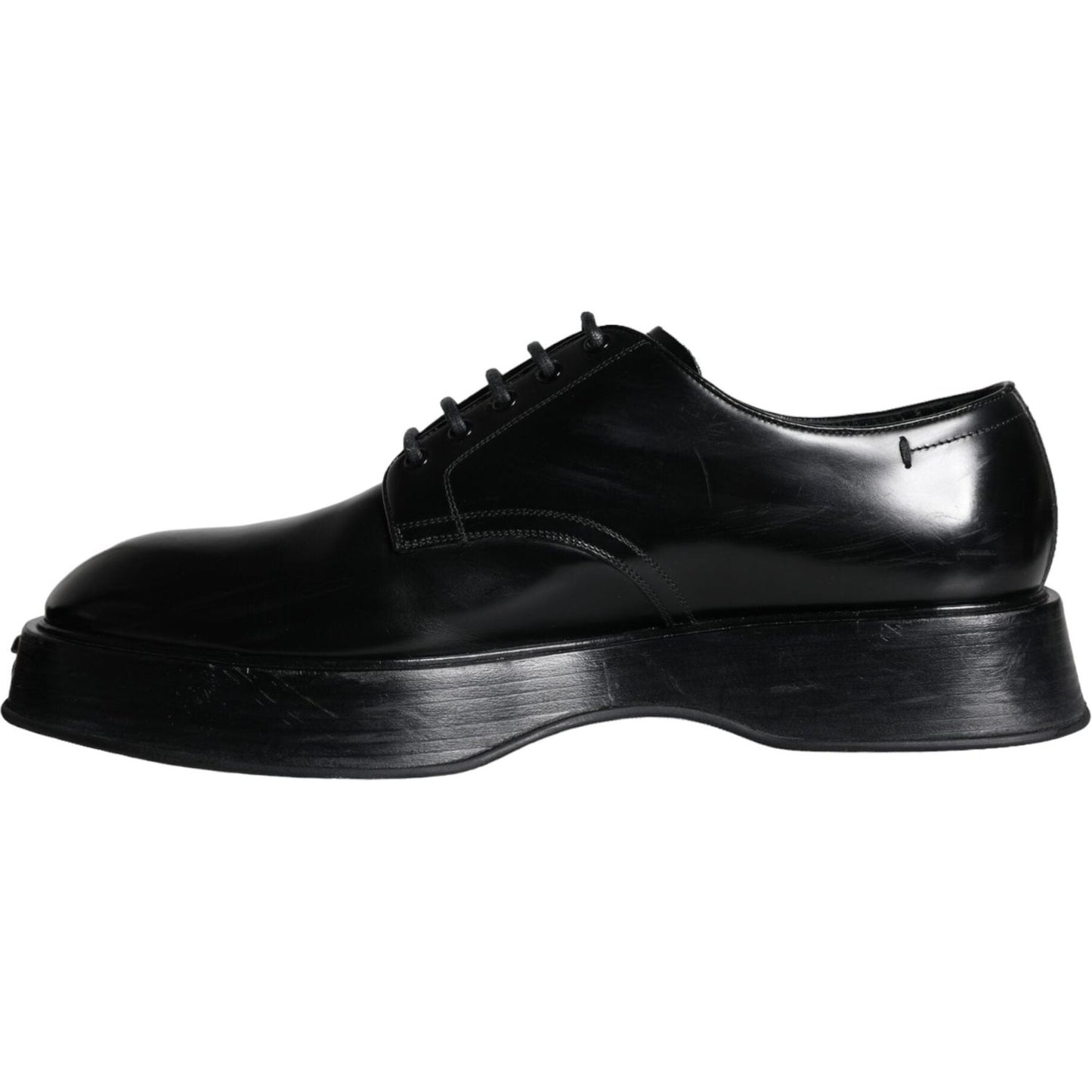 Dolce & Gabbana Black Calf Leather Derby Formal Dress Shoes MV6026-45