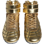 Dolce & Gabbana Gold Leather Sartoria High Top Sneakers Shoes