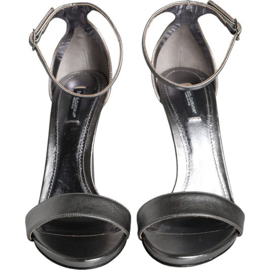 Dolce & Gabbana Silver KEIRA Heels Ankle Strap Sandals Shoes