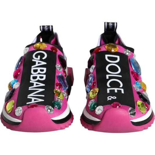 Dolce & Gabbana Pink Sorrento Crystals Low Top Sneakers Shoes LA11380-35
