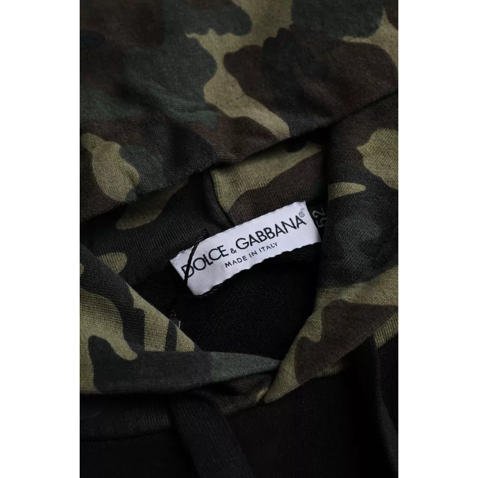Dolce & Gabbana Black Camouflage Hooded Sweatshirt Sweater