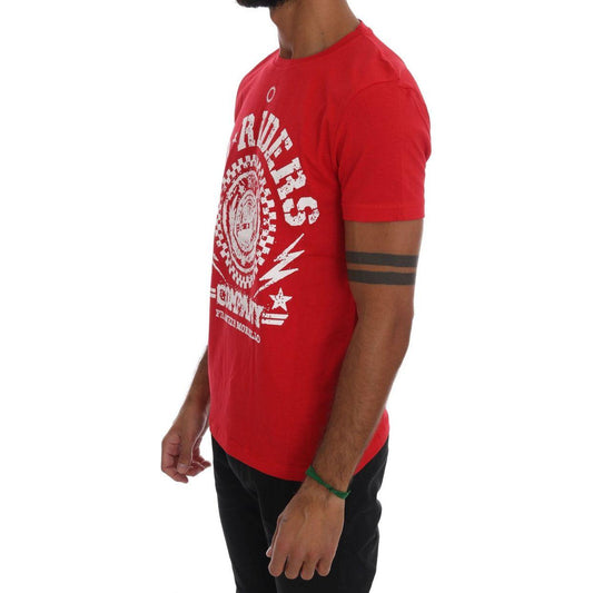 Frankie Morello Red Cotton RIDERS Crewneck T-Shirt TSH1263-4
