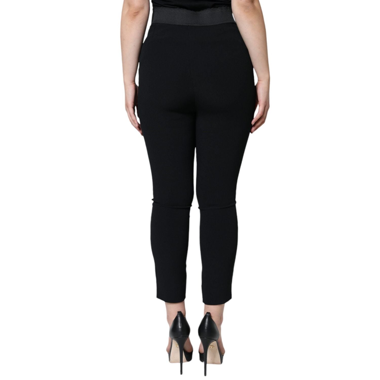 Dolce & Gabbana Black Viscose High Waist Tapered Pants