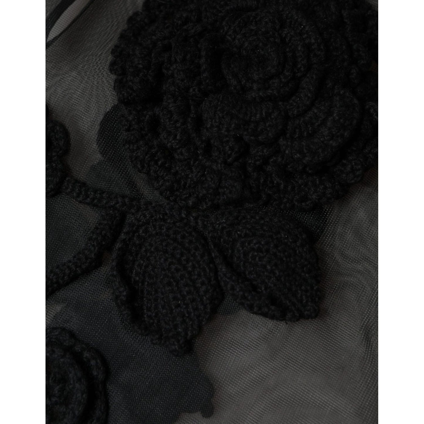 Dolce & Gabbana Black Nylon Mesh Transparent Floral Blouse