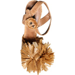 Dolce & Gabbana Brown Raffia Ankle Strap Crystal Sandals Shoes LA11662-40