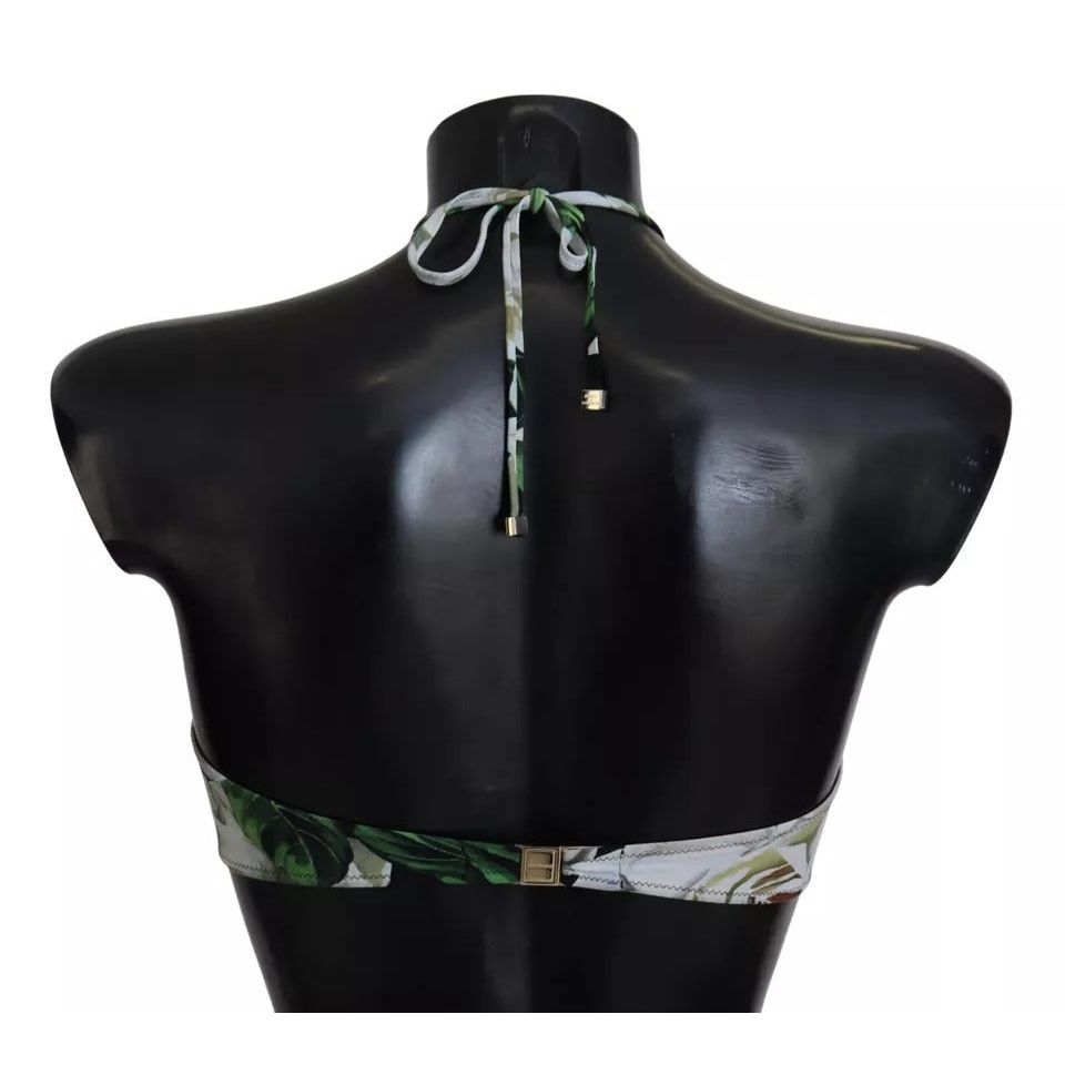 Dolce & Gabbana Black Floral Halter Beachwear Swimwear Bikini Top
