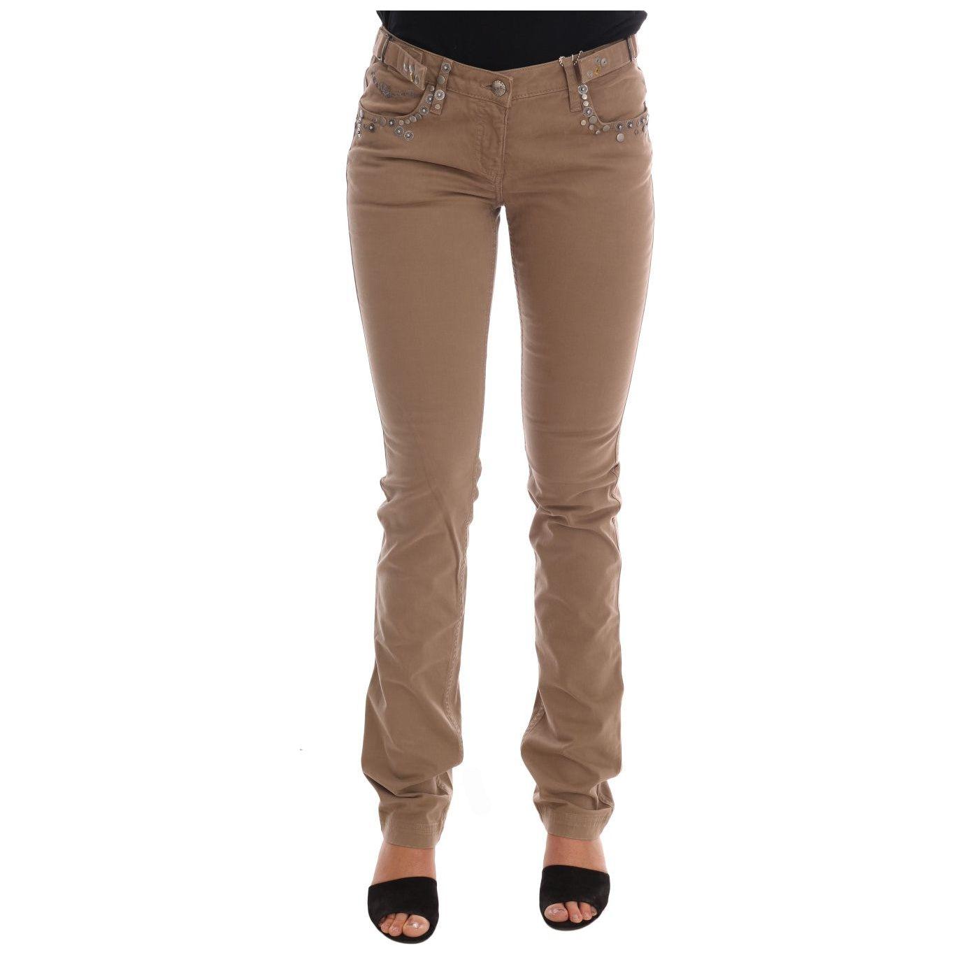 Costume National Beige Cotton Stretch Slim Fit Jeans SIG30131-1