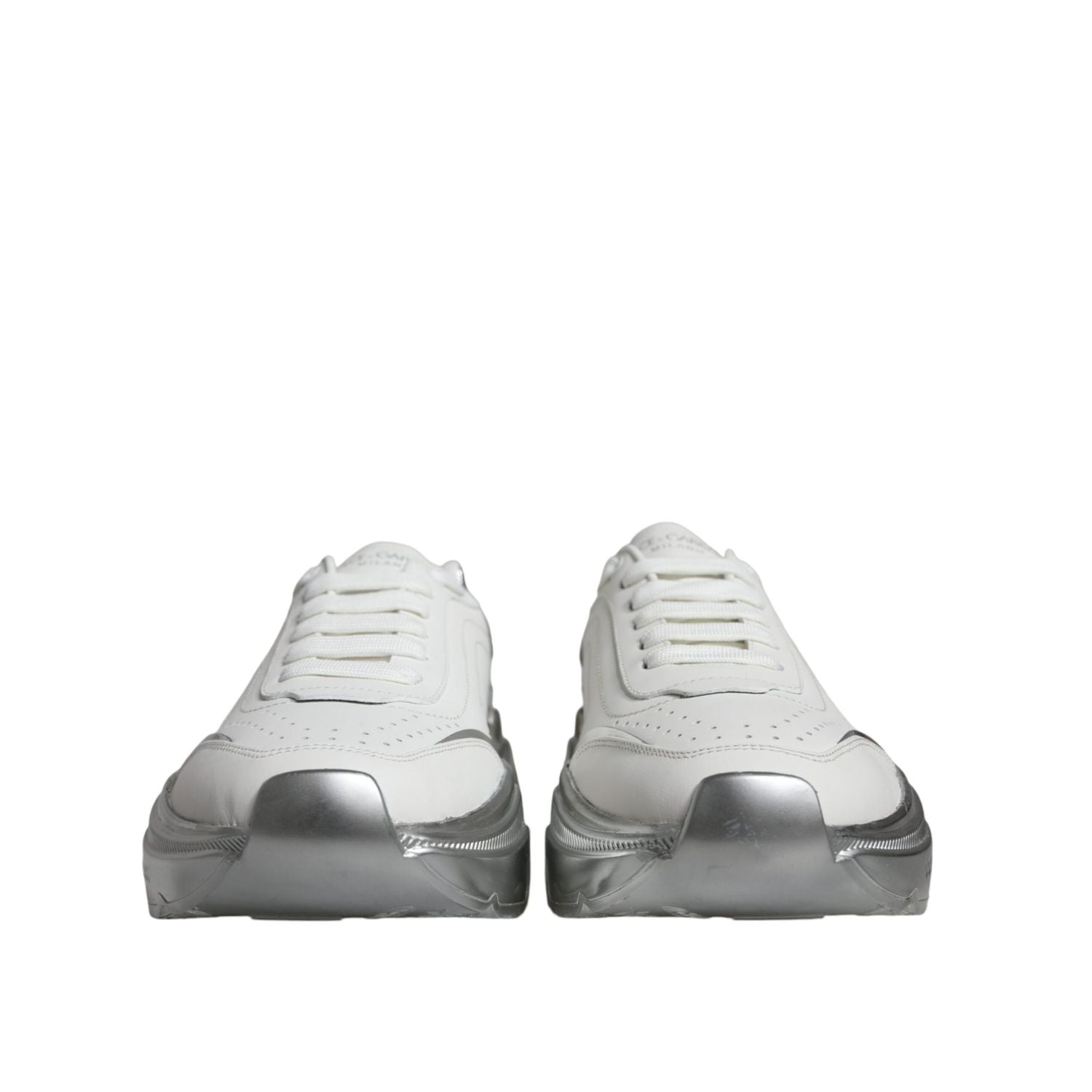 Dolce & Gabbana White Silver Daymaster Low Top Sneakers Shoes