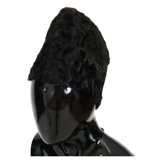 Dolce & Gabbana Black Xiangao Lamb Fur Beanie Beanie Hat
