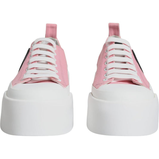 Dolce & Gabbana Pink White Canvas Logo Low Top Sneakers Shoes LA12018-39