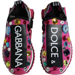 Dolce & Gabbana Pink Sorrento Crystals Low Top Sneakers Shoes